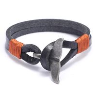 2022 New Whale Tail Alloy Bracelet Leather Hand-woven Men's Bracelet Wholesale sku image 2