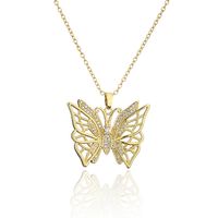 Fashion Copper Micro-encrusted Zircon Butterfly Pendant Copper Necklace sku image 1