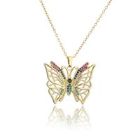 Fashion Copper Micro-encrusted Zircon Butterfly Pendant Copper Necklace sku image 2