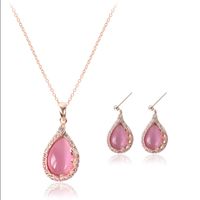 New European And American Necklace Earrings Two-piece Ladies Crystal Jewelry Set sku image 1