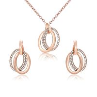 Geometric Ring Micro-set Zircon Necklace Earrings Two-piece Set sku image 1