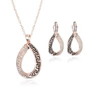 New Trend Jewelry Gift Rose Gold Plated Necklace Earring Set sku image 1