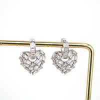 Luxurious Fashion Simple Style Heart Copper Artificial Gemstones Earrings sku image 1