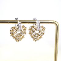 Luxurious Fashion Simple Style Heart Copper Artificial Gemstones Earrings sku image 2