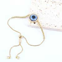 Copper Devil's Eye Jewelry Bracelet 18k Gold Inlaid Zircon Drip Oil Eye Bracelet Wholesale sku image 1