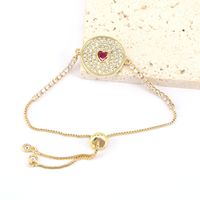 Copper Devil's Eye Jewelry Bracelet 18k Gold Inlaid Zircon Drip Oil Eye Bracelet Wholesale sku image 2