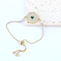Copper Devil's Eye Jewelry Bracelet 18k Gold Inlaid Zircon Drip Oil Eye Bracelet Wholesale sku image 3