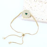 Copper Devil's Eye Jewelry Bracelet 18k Gold Inlaid Zircon Drip Oil Eye Bracelet Wholesale sku image 4
