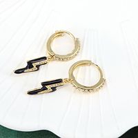 Bohemian Color Oil Drop Copper Micro-set Zircon Lightning Earrings Fashion Earrings sku image 4