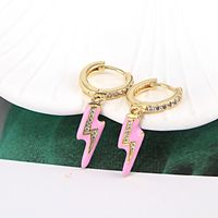 Bohemian Color Oil Drop Copper Micro-set Zircon Lightning Earrings Fashion Earrings sku image 6