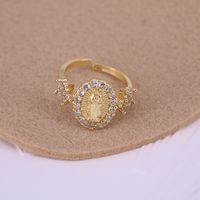 Fashion Inlaid Zircon Virgin Mary Copper Zircon Geometric Ring sku image 1