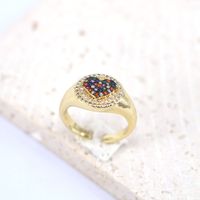 Fashion Hollow Gold Butterfly Star Moon Heart Zircon Copper Ring sku image 2