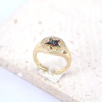 Fashion Hollow Gold Butterfly Star Moon Heart Zircon Copper Ring sku image 3