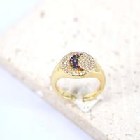Fashion Hollow Gold Butterfly Star Moon Heart Zircon Copper Ring sku image 4