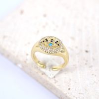 Fashion Hollow Gold Butterfly Star Moon Heart Zircon Copper Ring sku image 5