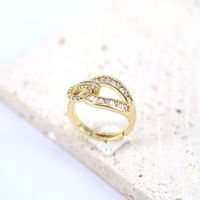 Fashion Hollow Gold Butterfly Star Moon Heart Zircon Copper Ring sku image 6