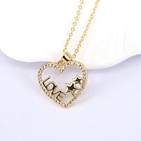 Fashion Hollow Heart Simple Micro-inlaid Zircon Love Pendant Copper Necklace sku image 1