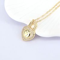 Fashion Hollow Heart Simple Micro-inlaid Zircon Love Pendant Copper Necklace sku image 2