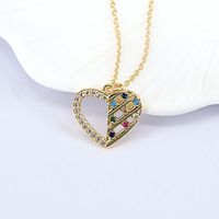 Fashion Hollow Heart Simple Micro-inlaid Zircon Love Pendant Copper Necklace sku image 4