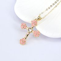 Fashion Flower Cross Color Drop Oil Versatile Copper Necklace sku image 4