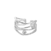 Korean Niche Design Micro-inlaid Zircon Line S925 Sterling Silver Open Ring Female sku image 1