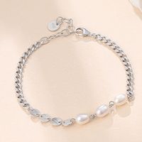 New S925 Silver Bead Bracelet Fashion Disc Splicing Bracelet Silver Jewelry sku image 1