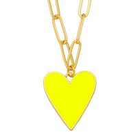 European And American Punk Creative Fashion Color Dripping Oil Heart Copper Necklace sku image 1