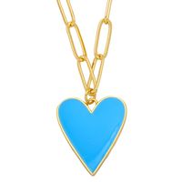 European And American Punk Creative Fashion Color Dripping Oil Heart Copper Necklace sku image 3