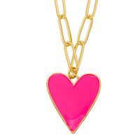 European And American Punk Creative Fashion Color Dripping Oil Heart Copper Necklace sku image 4