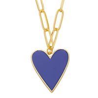 European And American Punk Creative Fashion Color Dripping Oil Heart Copper Necklace sku image 7