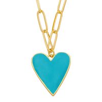 European And American Punk Creative Fashion Color Dripping Oil Heart Copper Necklace sku image 9