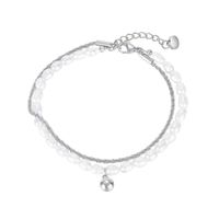 Korean Fashion Simple Freshwater Pearl Chain Ball Stainless Steel Bracelet Women sku image 1