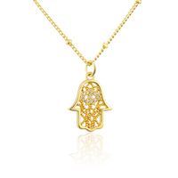 European And American Fashion Fatima Pendant Women's Gold Hollow Inlaid Zirconium Religious Jewelry sku image 1