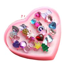 Korean Children's 24 Heart Box Cartoon Ring Transparent Resin Ring Wholesale main image 6