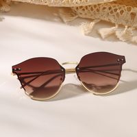 Lunettes De Soleil Sans Cadre Pour Femmes Avec Rivets En Œil De Chat À Demi-monture En Métal Simple main image 1