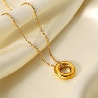 Stainless Steel Necklace Zircon Hollow Ring Pendant Necklace Jewelry main image 5
