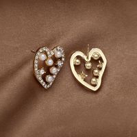 Fashion Heart-shape Rhinestone Pearl Alloy Earrings Wholesale main image 4