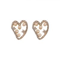 Fashion Heart-shape Rhinestone Pearl Alloy Earrings Wholesale main image 6