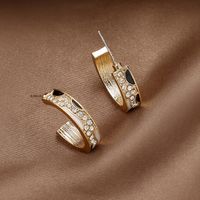 Fashion Geometric C-shaped Rhinestone Earrings Female Alloy Earrings Wholesale main image 1