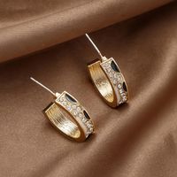 Fashion Geometric C-shaped Rhinestone Earrings Female Alloy Earrings Wholesale main image 4