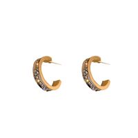 Fashion Geometric C-shaped Rhinestone Earrings Female Alloy Earrings Wholesale main image 6