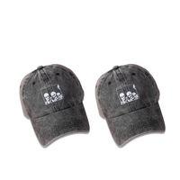 New Peaked Cap Wide-brimmed Trend Skull Head Washed Baseball Cap main image 4
