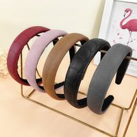 Fashion New Solid Color Sponge Headband Fashion Pu Headband main image 2