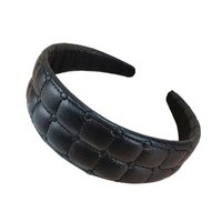 New Retro Solid Color Leather Headband Fashion Sponge Headband main image 6
