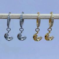 Korean Crescent Earrings Creative Moon Copper Earrings Wholesale main image 1