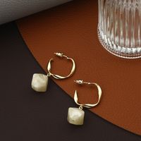 Simple Geometric Classic Three-dimensional Square Earrings sku image 1