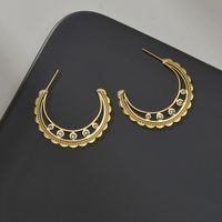 Fashion New Hollow Moon Diamond Earrings Women's Titanium Steel Earrings Wholesale main image 5