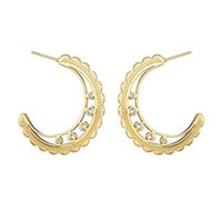 Fashion New Hollow Moon Diamond Earrings Women's Titanium Steel Earrings Wholesale main image 6