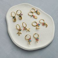 Lady Geometric Plating 304 Stainless Steel Natural Stone 18K Gold Plated Earrings main image 1