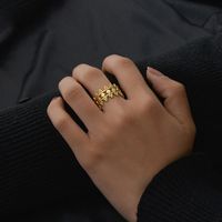 Simple Stainless Steel Simple Retro Adjustable Hollow Ring main image 4